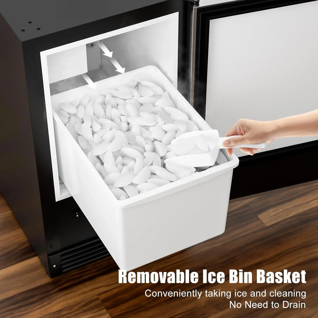 2025 COTLIN Máquina de Hielo Empotrable Sin Drenaje – Capacidad de 22 lb, Hielo en Forma de Media Luna, Acero Inoxidable, Uso Doméstico o Comercial, Certificada ETL