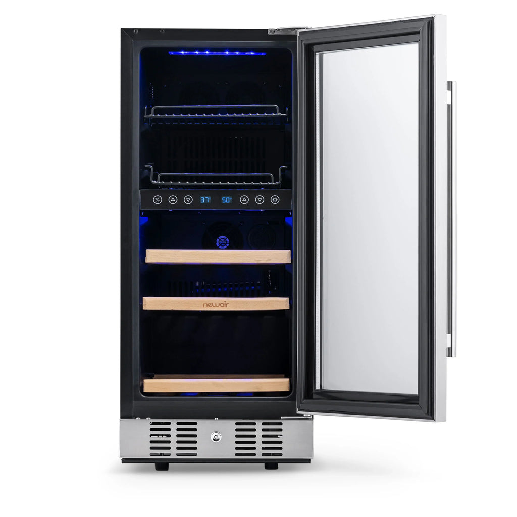 2025 Newair® Refrigerador Empotrable de Doble Zona para Bebidas – 48 Latas y 9 Botellas – 15 Pulgadas
