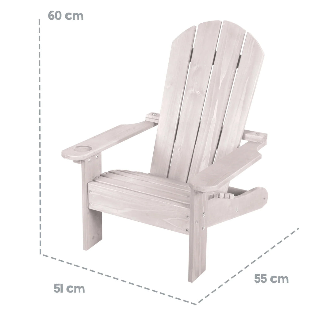 Silla infantil de exterior "Silla de playa" - Silla de madera certificada FSC - Acabado en gris grabado