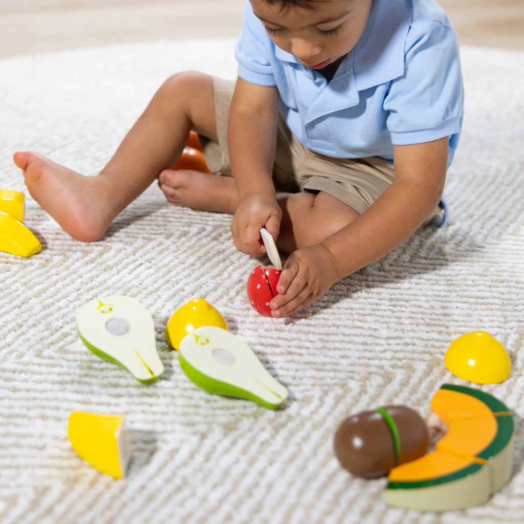 Melissa & Doug Set de Cortar Frutas – Accesorio de Cocina de Juguete de Madera, Multicolor