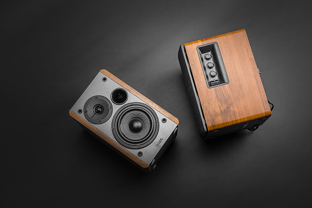 2025 Edifier - R1280DB Altavoces Bluetooth Activos de Estantería, Altavoces de Computadora - 42W RMS, Entrada Óptica - Monitores de Estudio Inalámbricos - Marrón