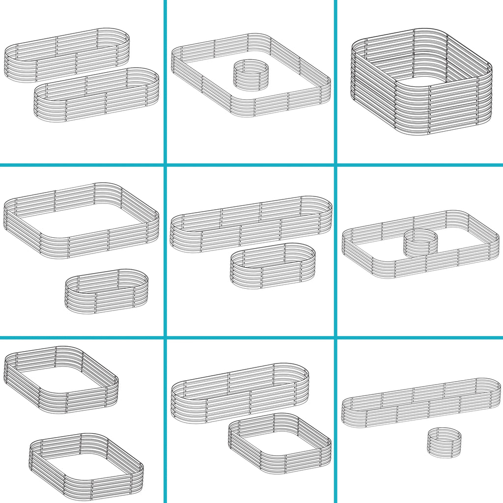 2025 Cama Elevada Apilable de Acero Galvalume Sunnydaze en Forma Ovalada de 200 cm