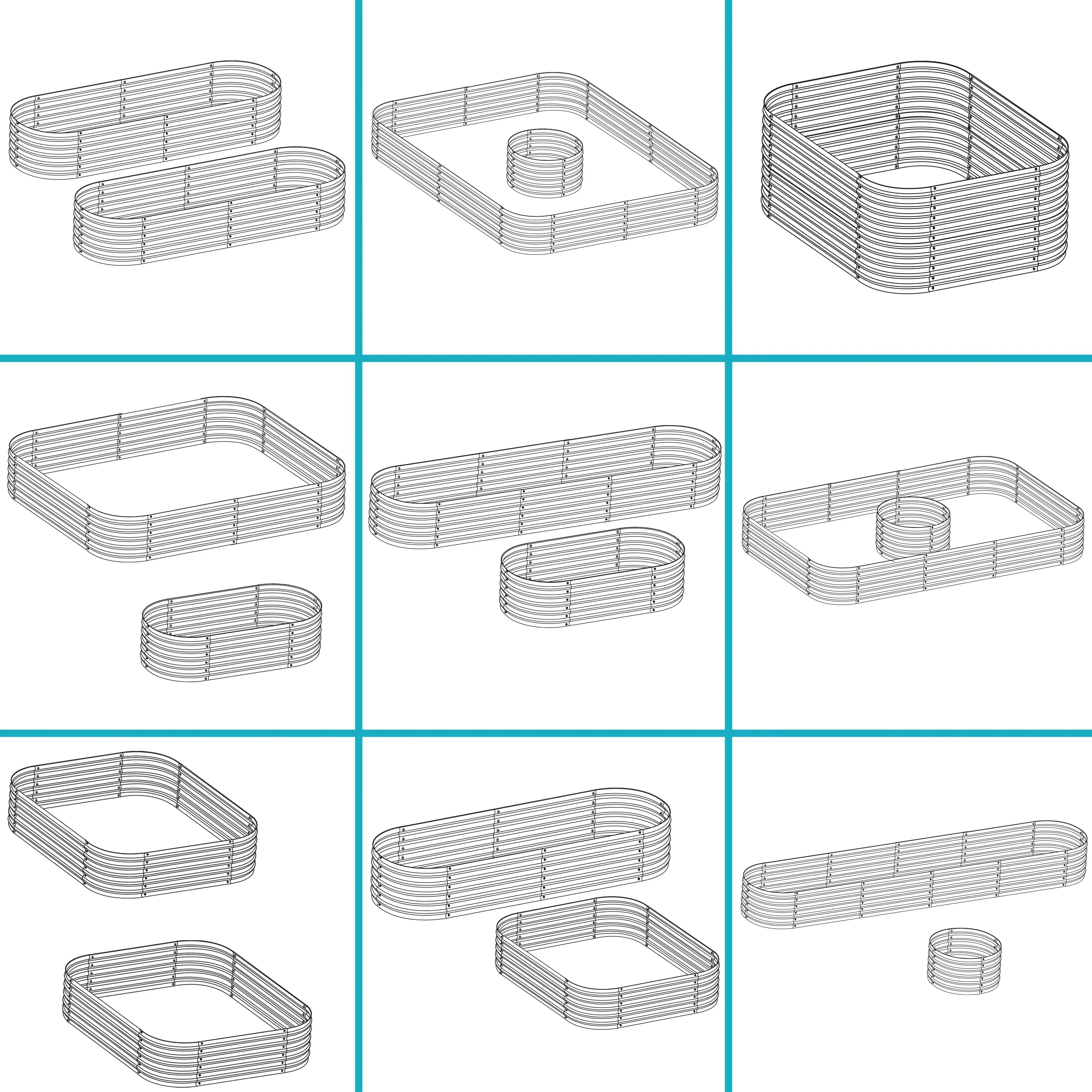 2025 Cama Elevada Apilable de Acero Galvalume Sunnydaze en Forma Ovalada de 200 cm