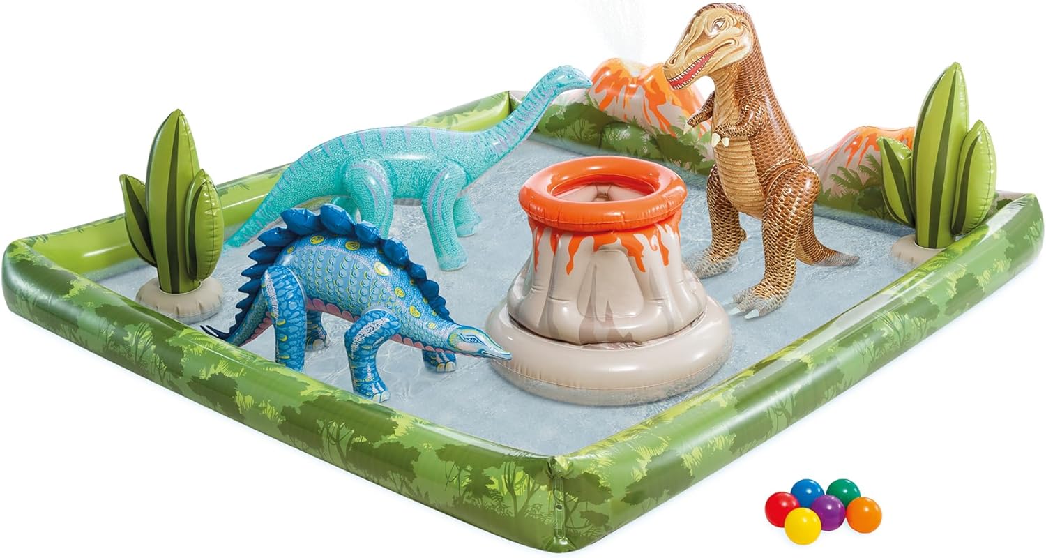 Intex Área de Juego Inflable Jungle Adventure – Piscina con Tobogán y Juegos de Agua para Niños