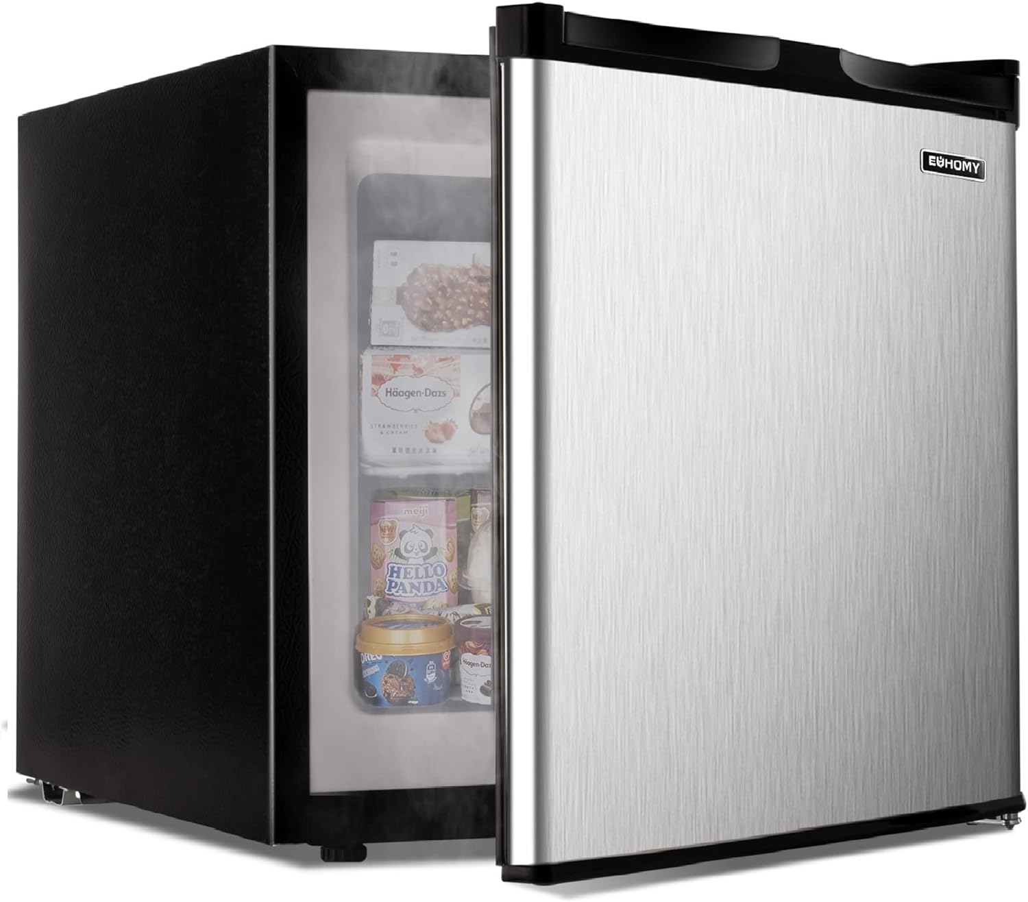Congelador Vertical, 3.0 Pies Cúbicos, Congelador Mini Compacto de Una Puerta con Puerta Reversible de Acero Inoxidable, Congelador Pequeño para Hogar/Dormitorios/Apartamento/Oficina (Plateado)