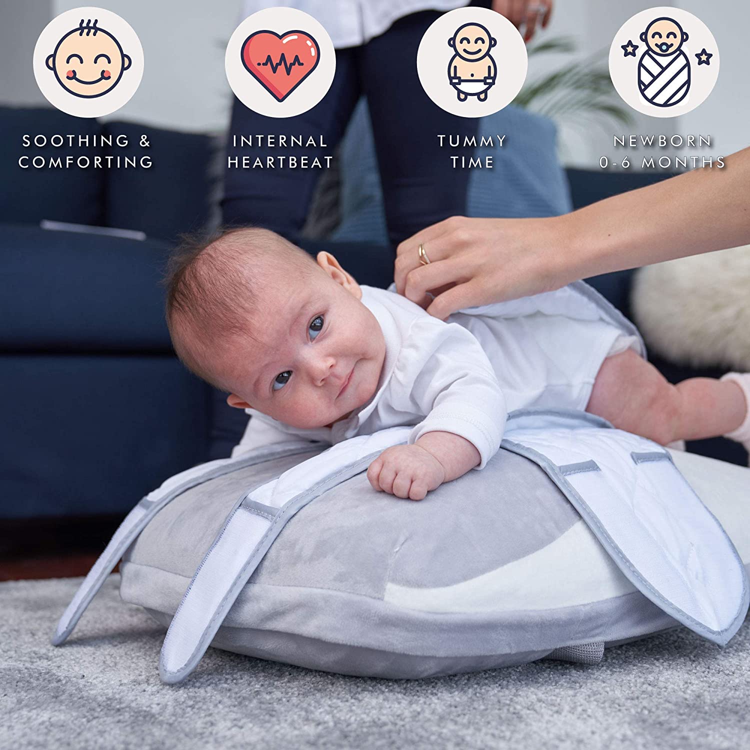 Babocush – Cojín de Confort para Recién Nacido con Suave Vibración y Sonido de Latido del Corazón