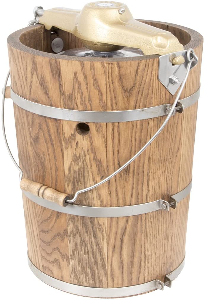 Heladera rústica de 6 pintas – Cubo clásico de madera – Manivela manual