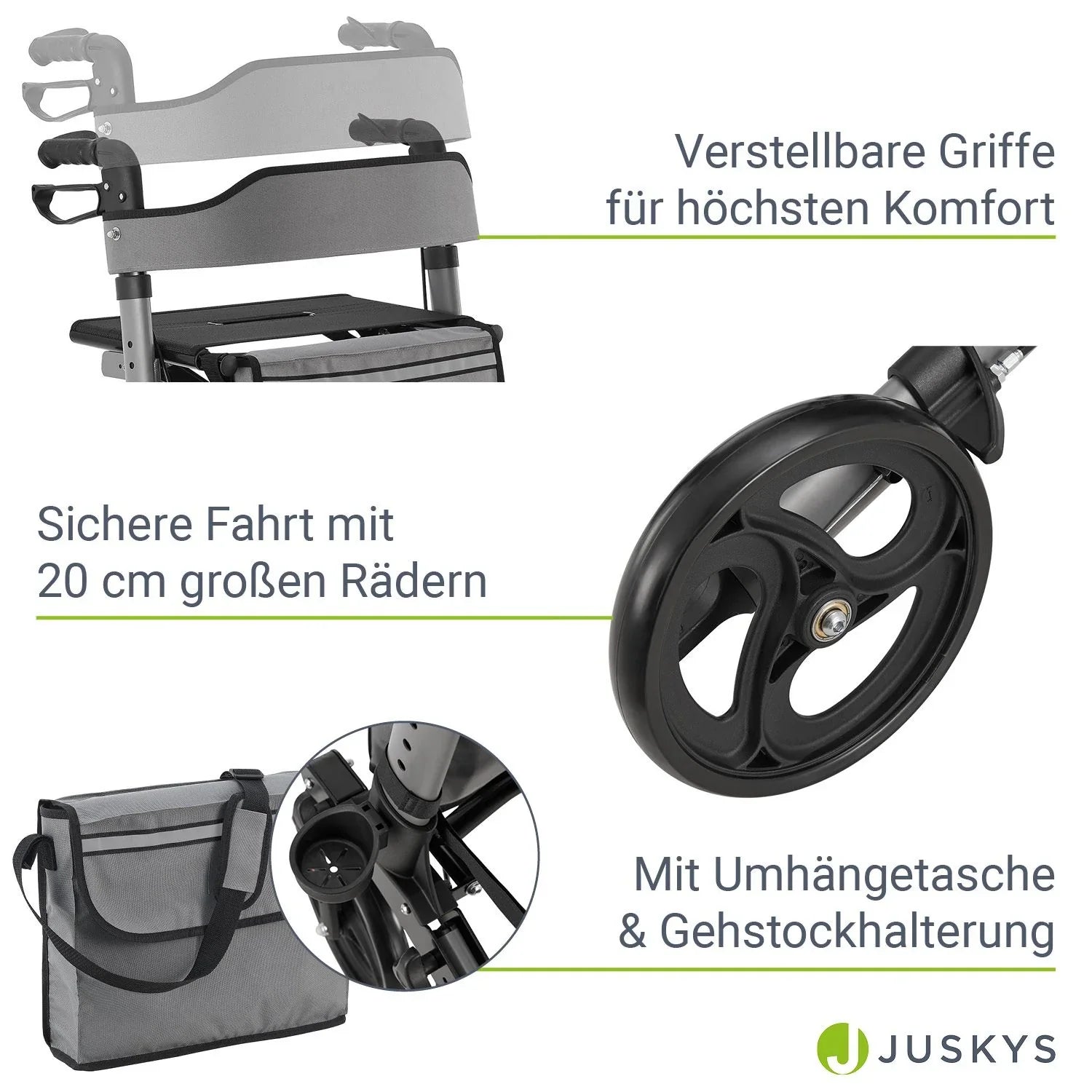 2025 Andador de aluminio Vital con asiento – Ligero, plegable y seguro