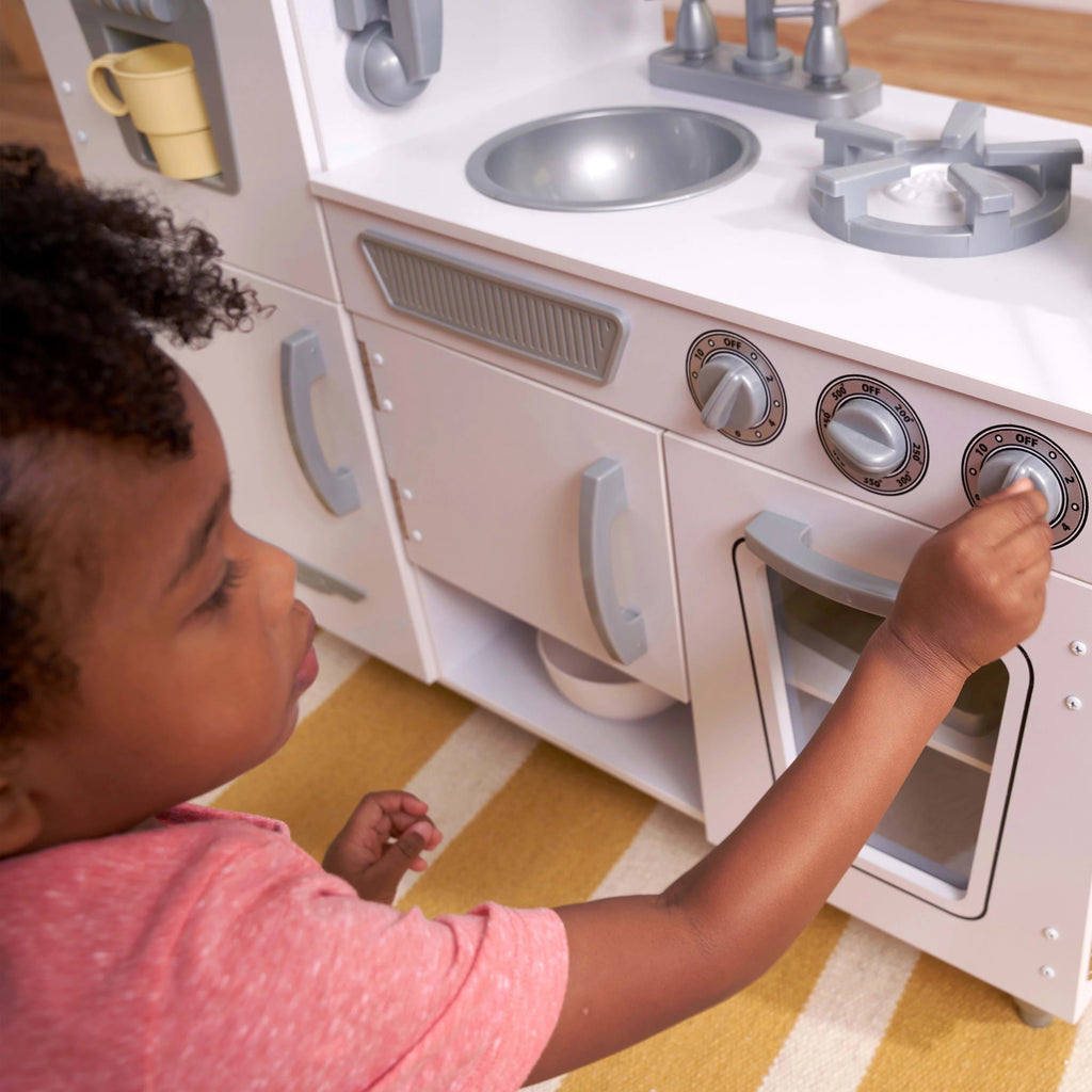 2025 Cocina de Juguete de Madera Vintage KidKraft Blanca con Fabricador de Hielo y Teléfono de Juguete