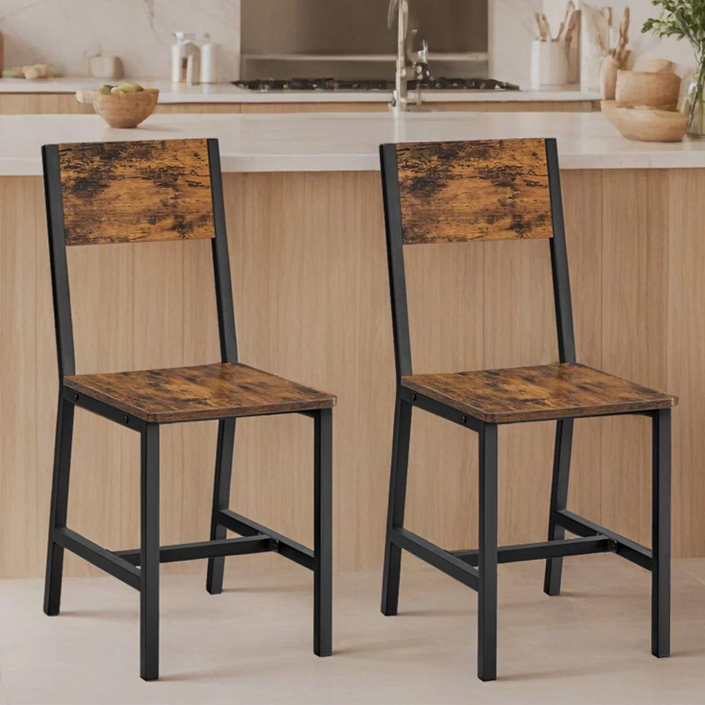 2025 Juego de 2 sillas de comedor VASAGLE con estructura de metal, estilo industrial, color marrón vintage y negro