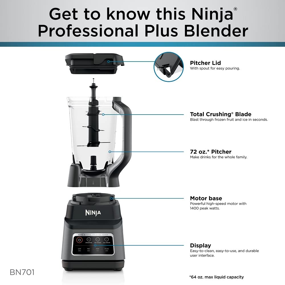 2025 Ninja BN701 Licuadora Profesional con Alta Capacidad para Triturar