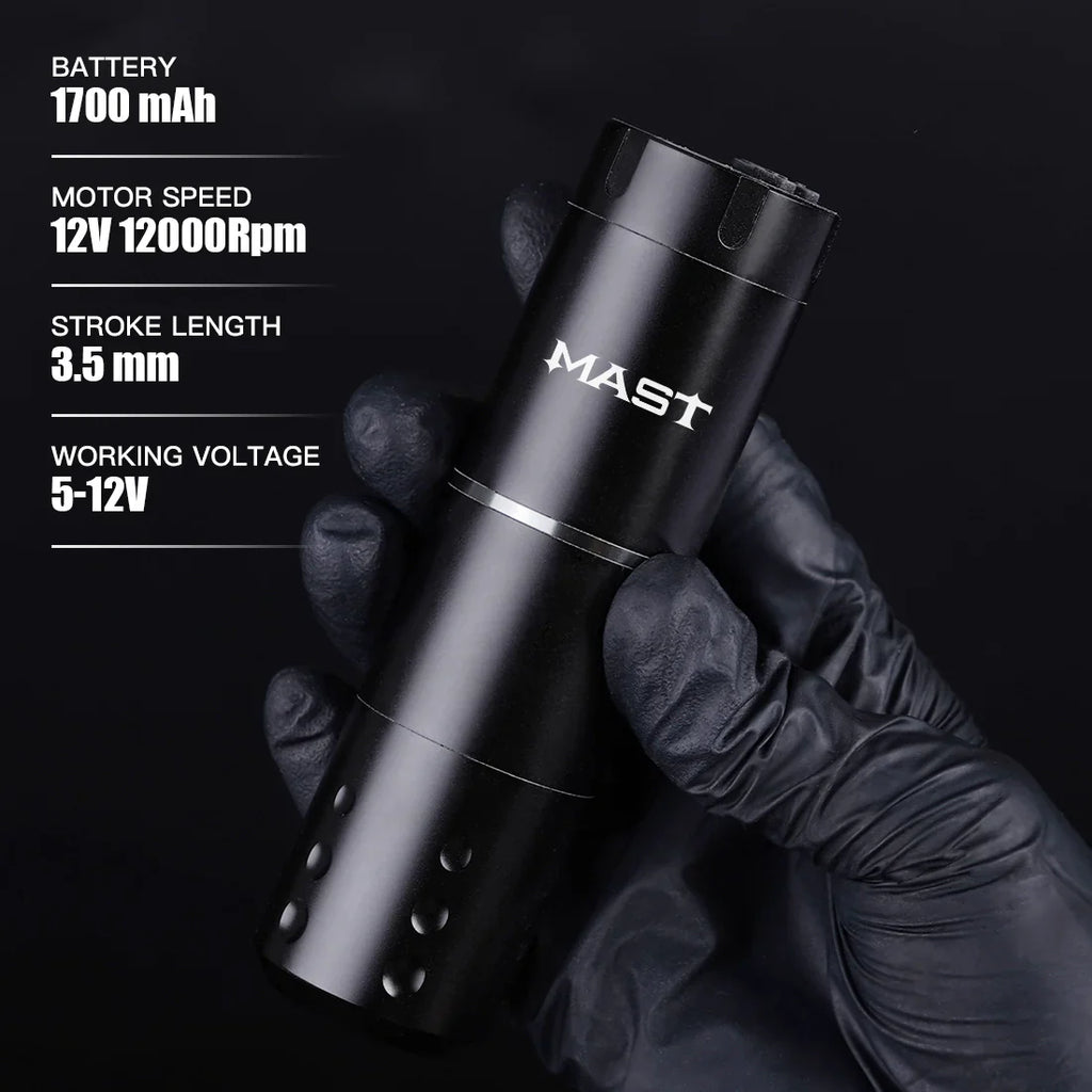 Kit de Máquina de Tatuaje Inalámbrica Mast A1 con 20 Agujas de Cartucho