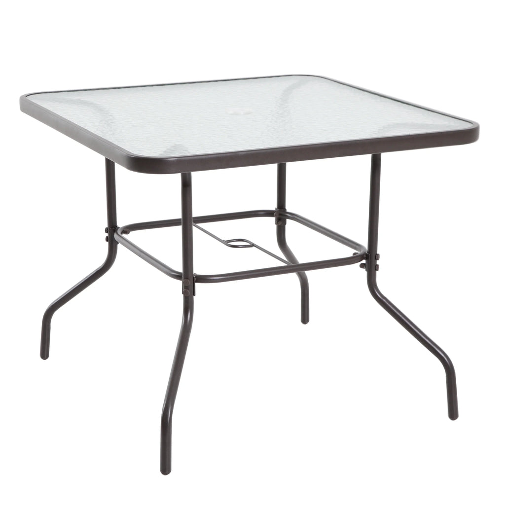 2025 Juego de comedor exterior Mainstays Albany Lane de 6 piezas con sombrilla, acero, rojo