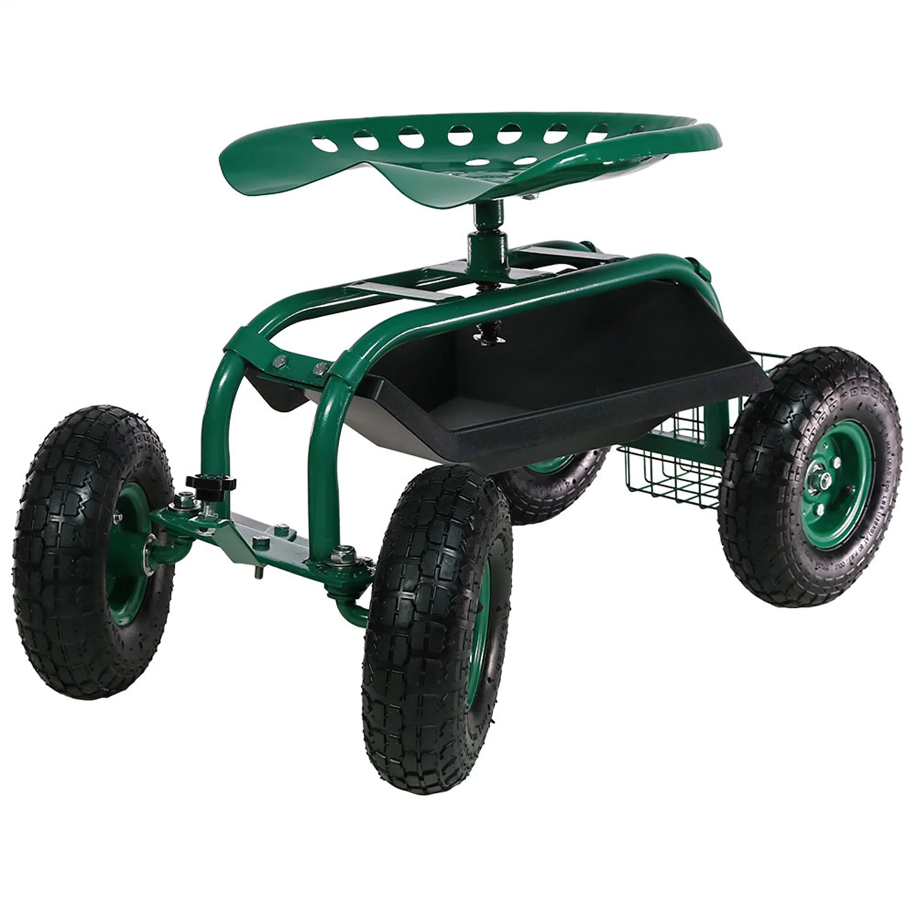 2025 Carrito de Jardín Rodante Sunnydaze con Asiento de Trabajo y Manillar de Dirección