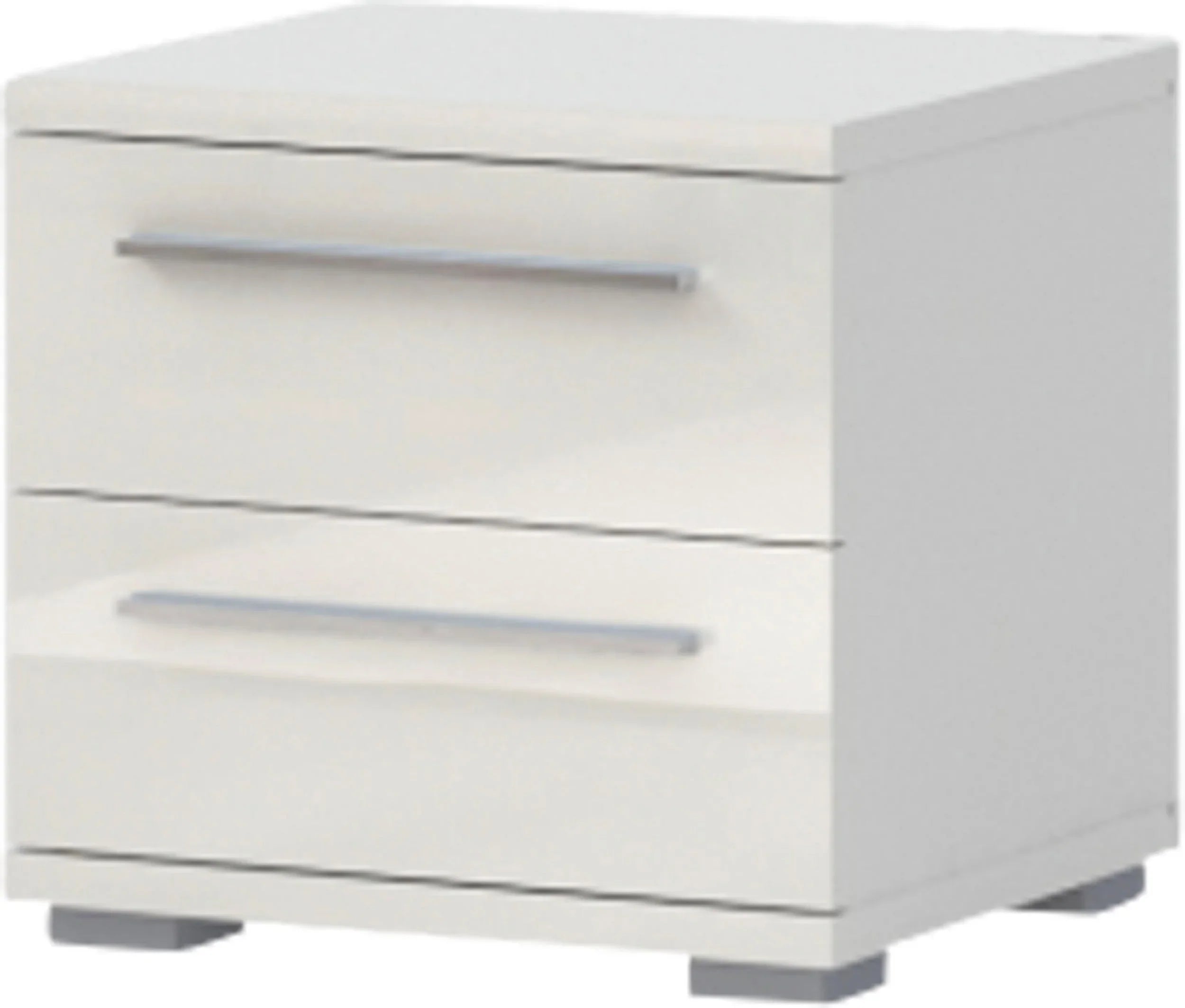Mesita de noche Piano beige brillante con 2 cajones, 45 cm de ancho