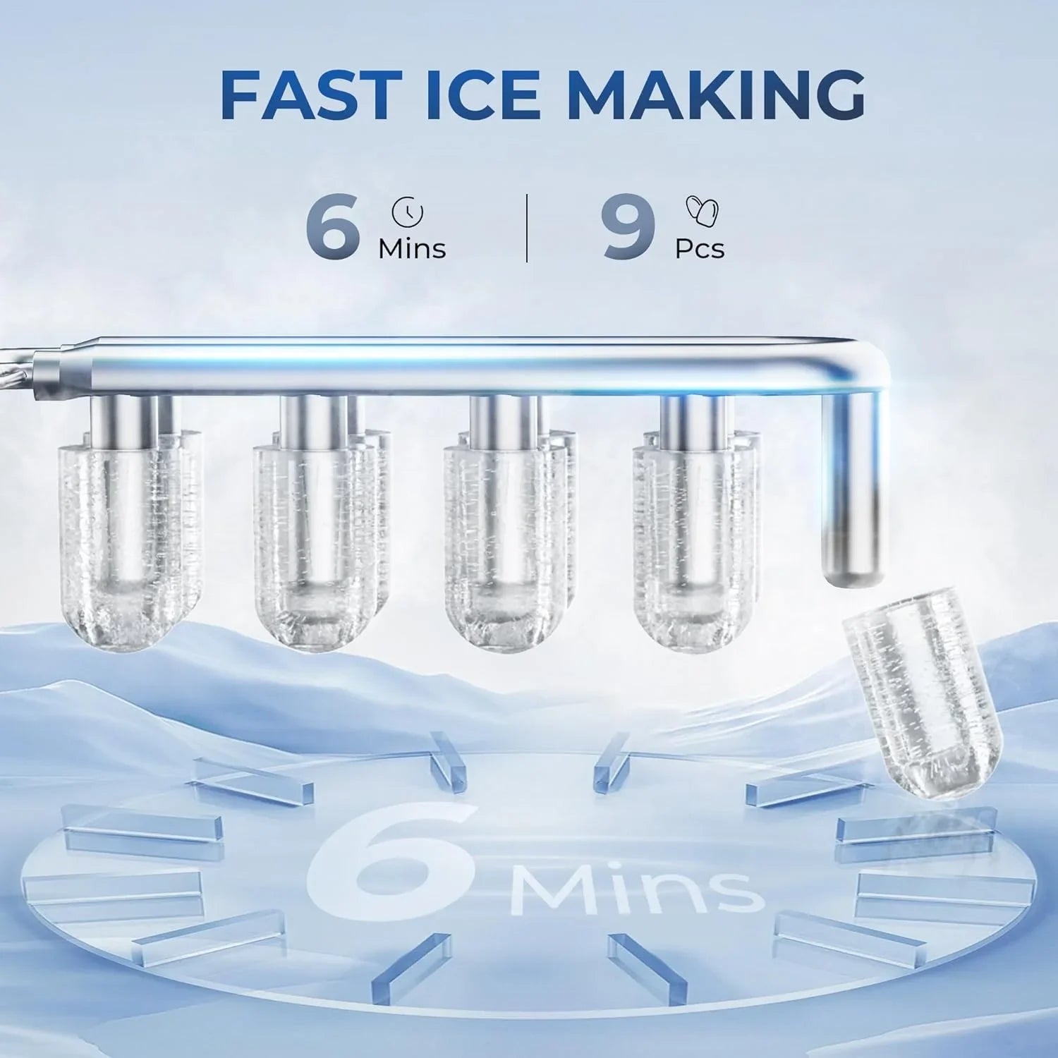 Fabricante de Hielo en Piezas EUHOMY para Mostrador – Listo en 8 Minutos, 16 kg/24H, Autolimpiante, Máquina de Hielo Portátil con Pala y Cubeta, Hielo Sonic Comestible para Casa, Fiestas, Camping o Caravana