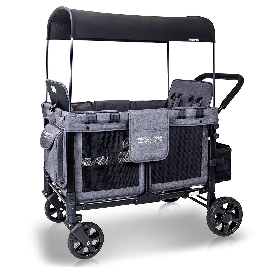 2025 Carro Multifuncional para Bebé, Cochecito Plegable para Cuatro Pasajeros con Capota Reversible y Removible, y Sillas para hasta 4 Niños Pequeños, Color Azul Marino