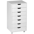 Cajonera Vertical de 7 Cajones, Mueble de Oficina Móvil con Ruedas, Blanco