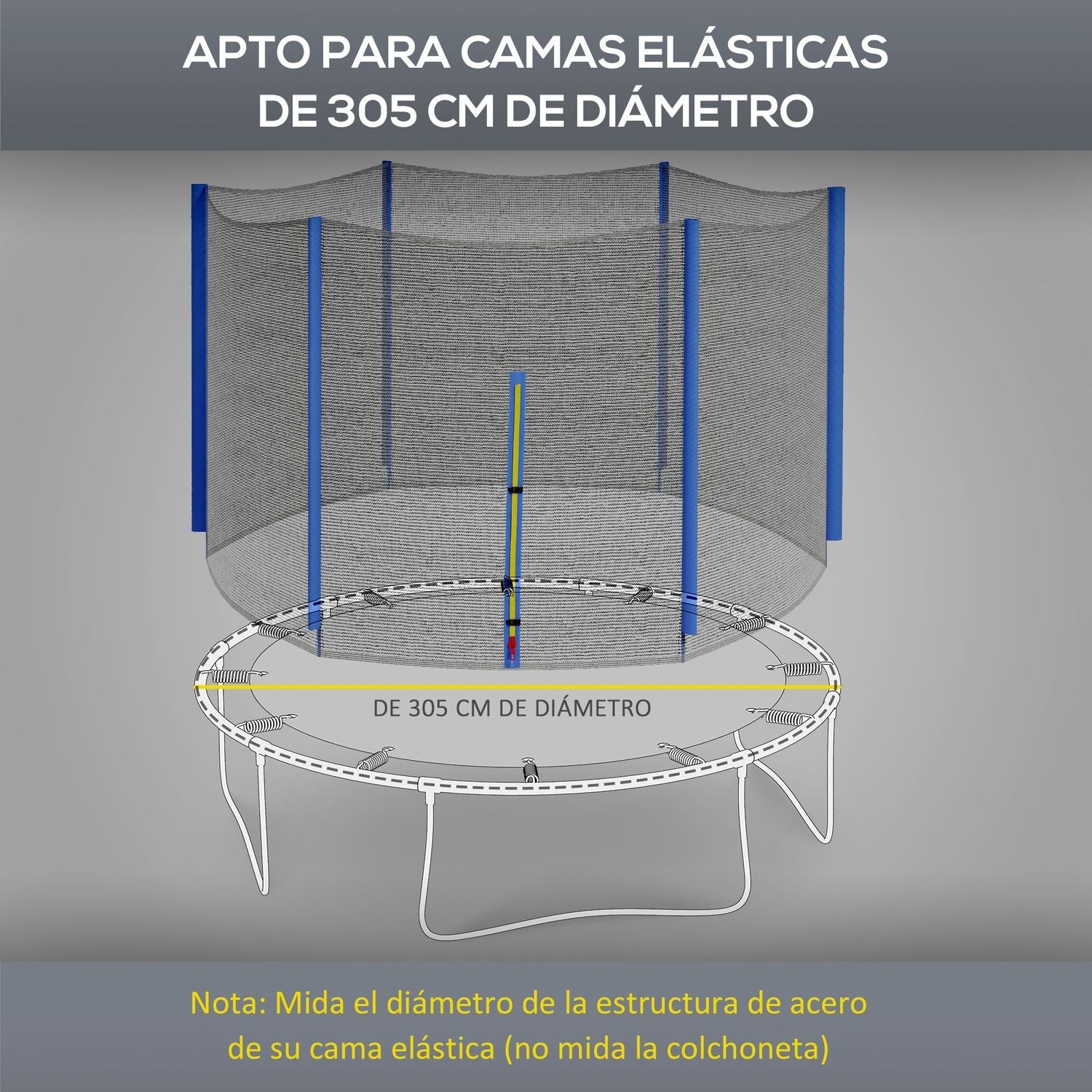 Red De Seguridad Para Cama Elástica Sportnow Pe, Ø244x180 Cm, Azul