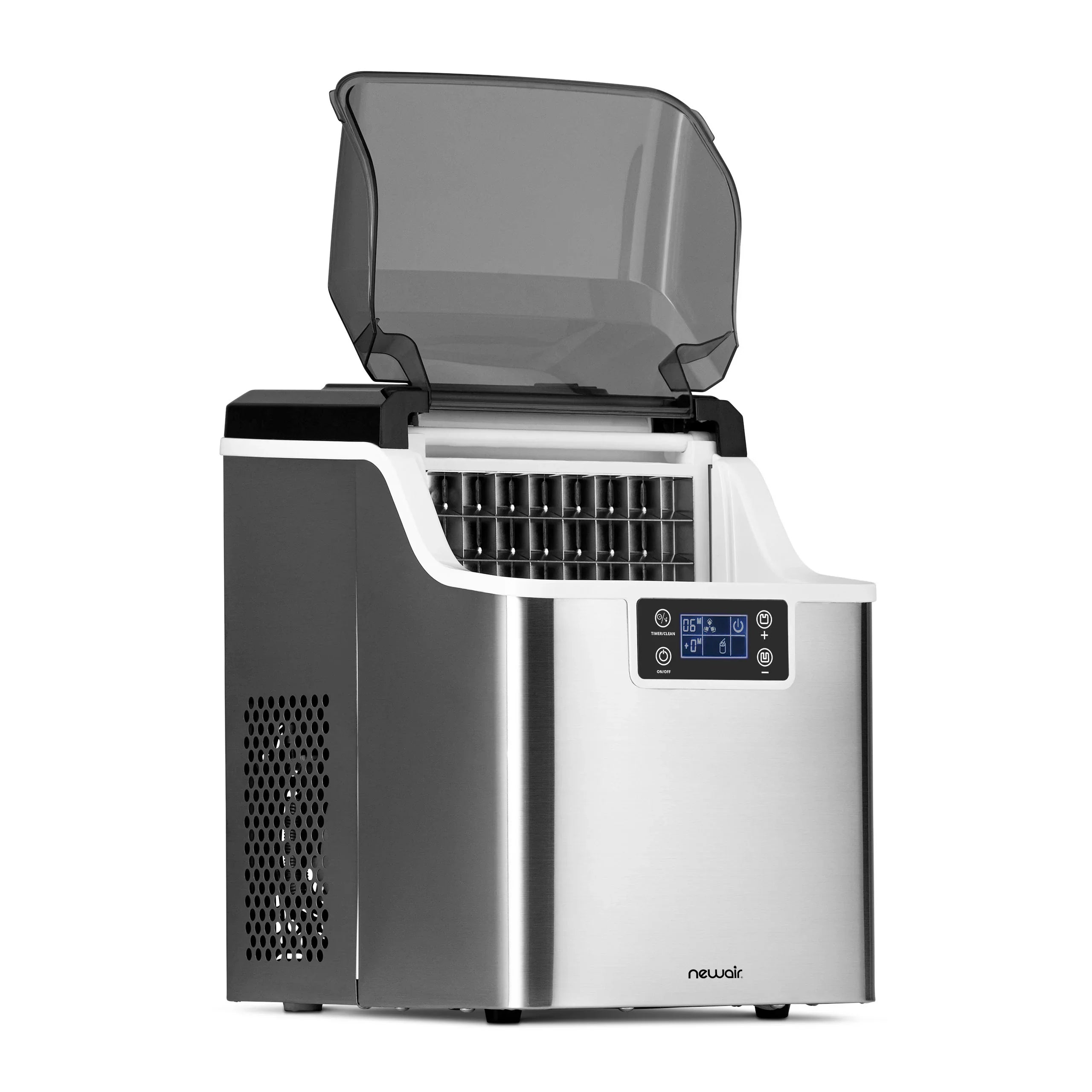 2025 Máquina de hielo de mostrador Newair® – Hielo transparente, 20 kg/día – Acero inoxidable