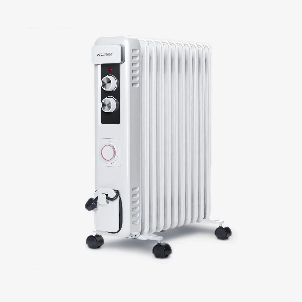 2025 Radiador de aceite 2500W, 11 aletas, con control termostático - Blanco