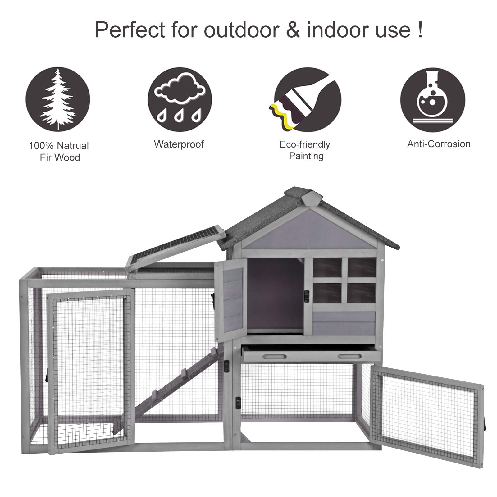2025 Conejera para Conejos y Cobayas Indoor/Outdoor Rabbit Hut