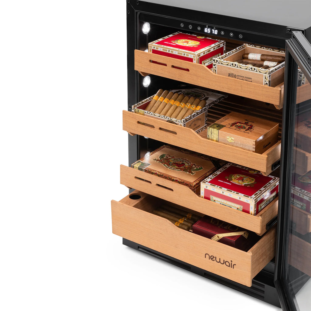 2025 Humidor eléctrico para puros Newair®, capacidad para 1,500 puros, empotrable o independiente
