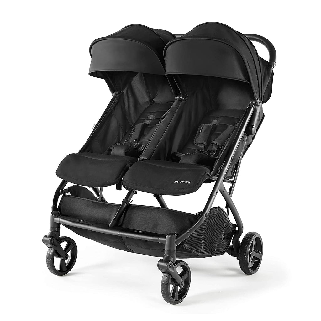 2025 3Dpac CS+ cochecito doble, negro – Compatible con sillas de auto – Ligero con plegado de una mano