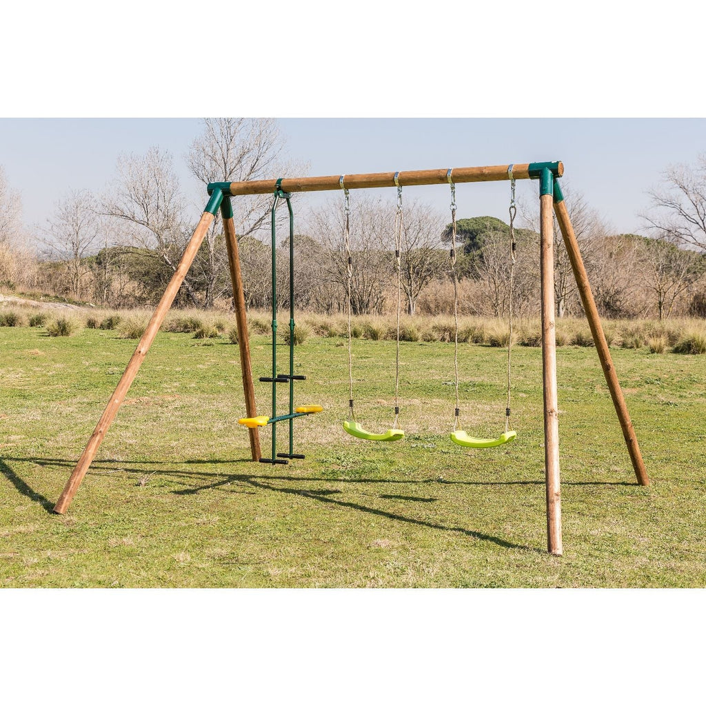 Columpio Triple De Madera Redonda Masgames Etna Xl + Asiento Cara A Cara