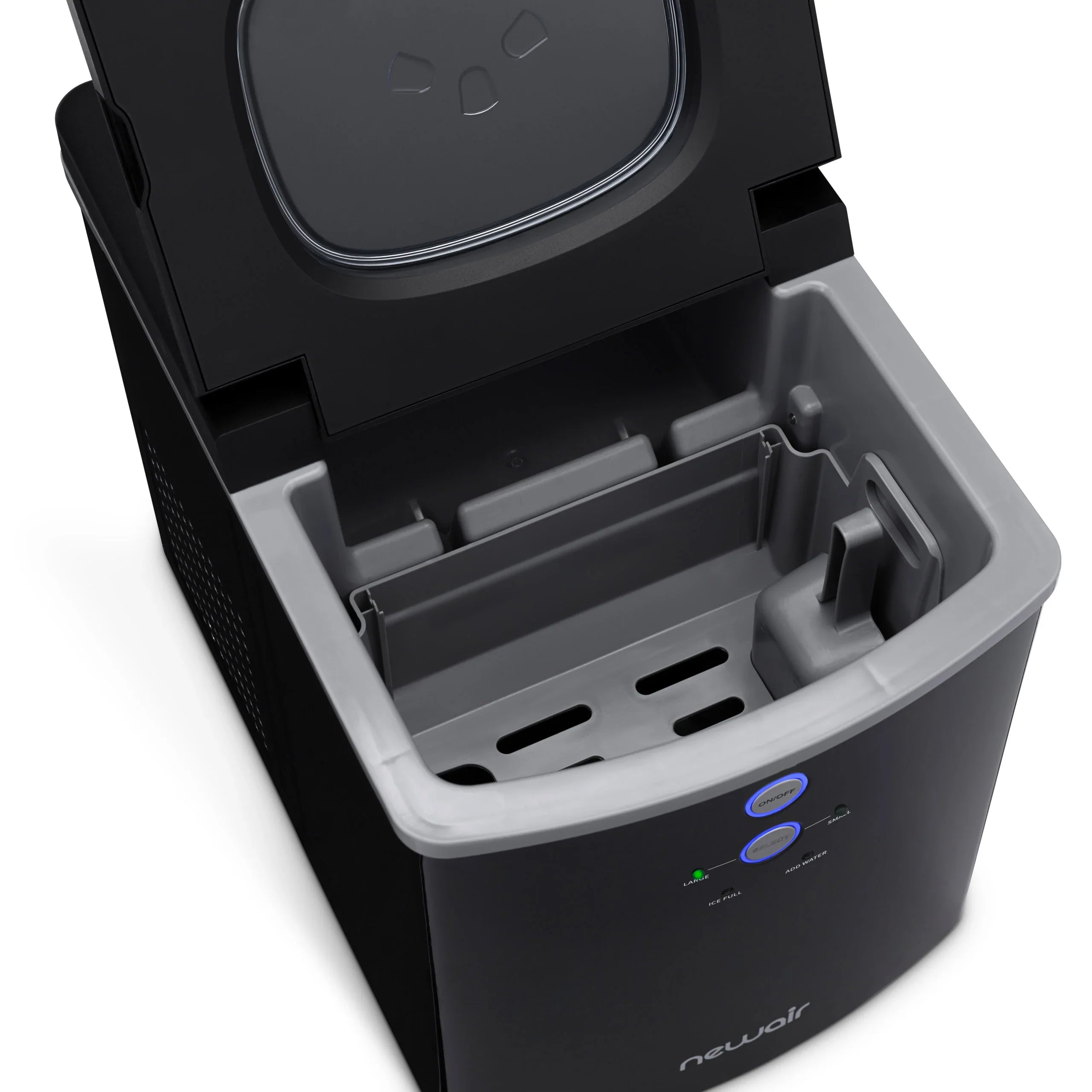 2025 Máquina de hielo de mostrador Newair® – Cubitos en forma de bola, 15 kg/día – Negro