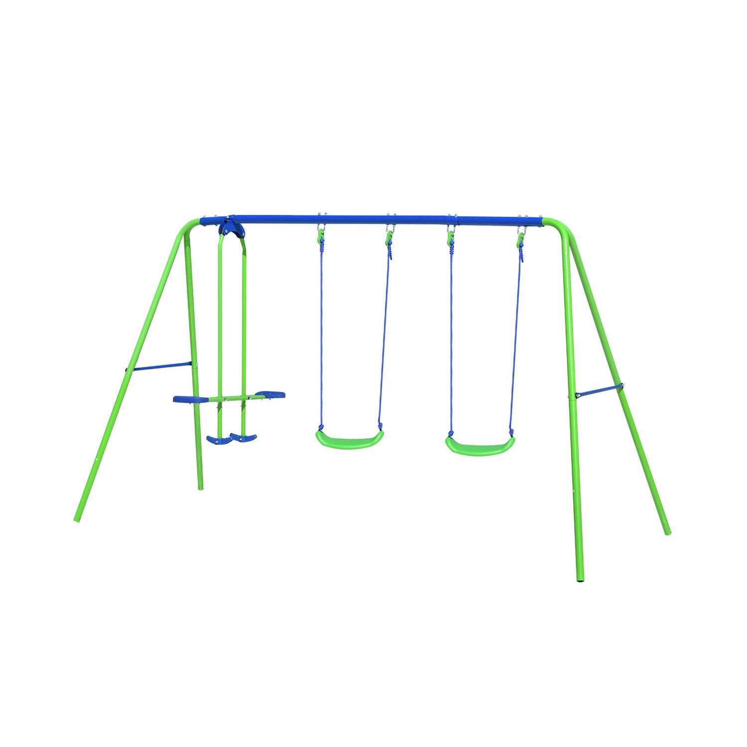 Columpio Doble Balancín Infantil Para Jardín + 3 Años Juego Para Niños De Metal Outdoor Toys 280x140x180 Cm Carga 45 Kg