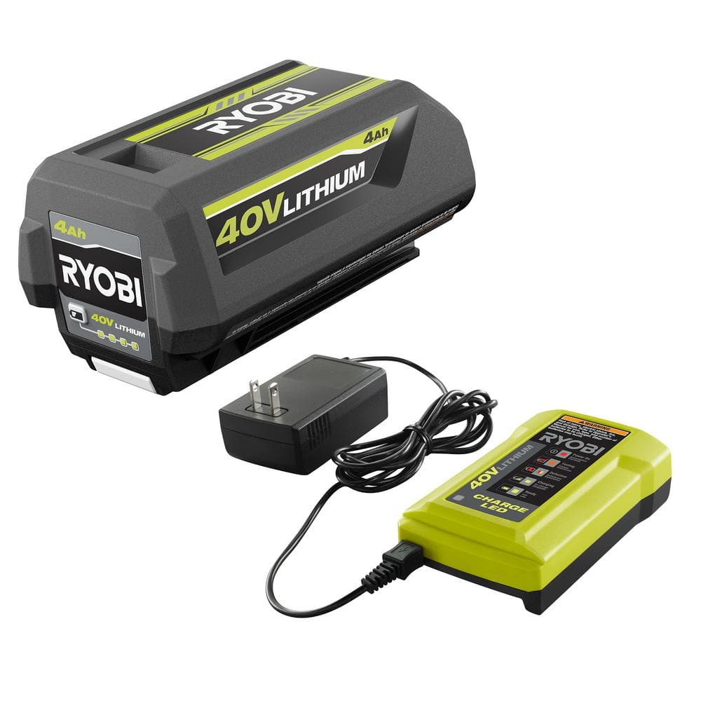 Soplador a Batería Inalámbrico RYOBI Whisper Series 40V Brushless con Motor Sin Escobillas, Velocidad de 125 MPH y Flujo de Aire de 550 CFM, con Batería de 4.0 Ah y Cargador RY40470