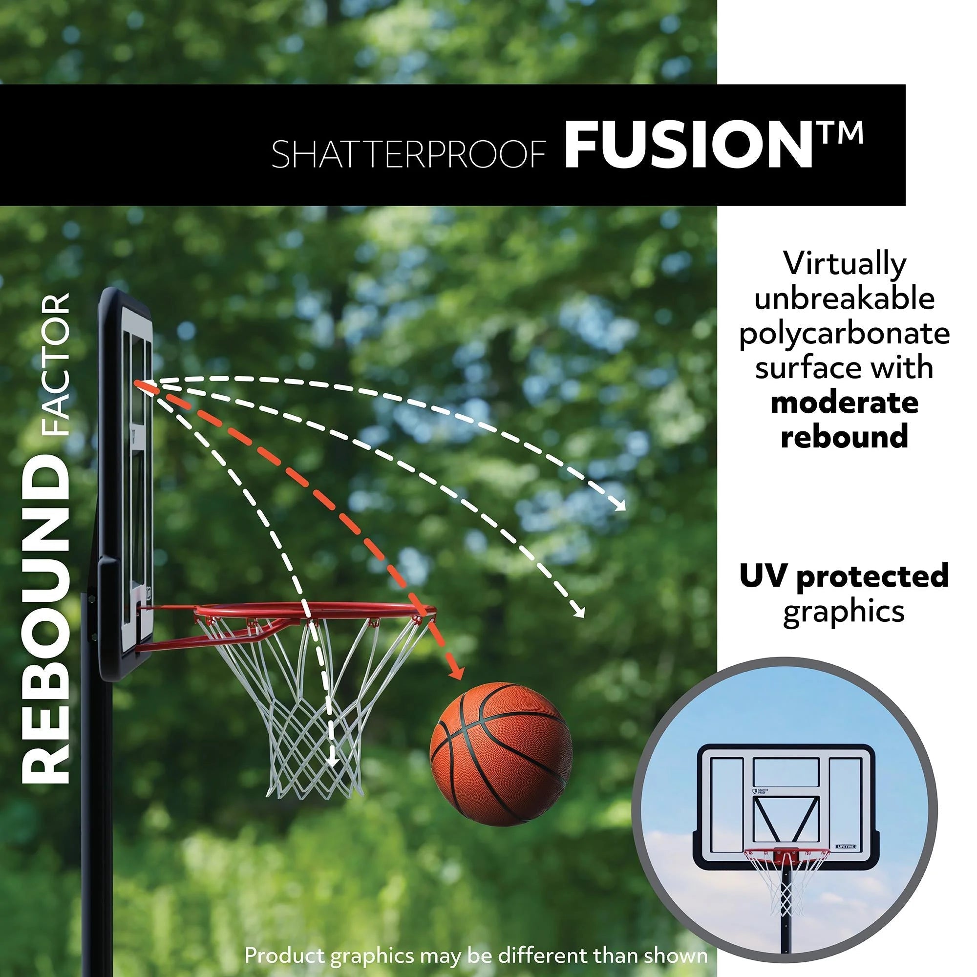 Lifetime Aro de Baloncesto Portátil Ajustable de 44 Pulgadas con Policarbonato – 90114