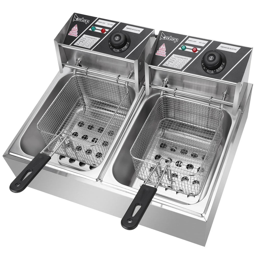 Freidora profesional de acero inoxidable SalonMore de 5000 W, capacidad de 12,7 cuartos con cesta extraíble