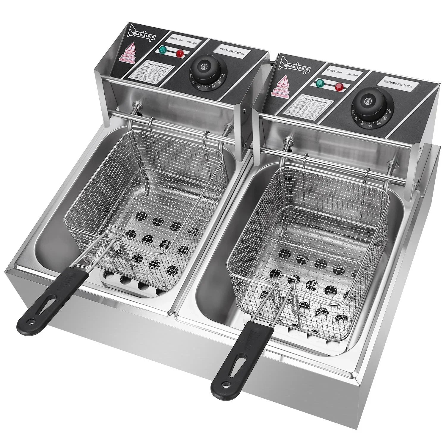 Freidora profesional de acero inoxidable SalonMore de 5000 W, capacidad de 12,7 cuartos con cesta extraíble