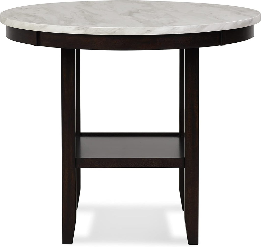 2025 New Classic Furniture Celeste Set de Comedor de 5 Piezas con Mesa Redonda de Mármol Sintético y 4 Sillas, 42 Pulgadas, Gris