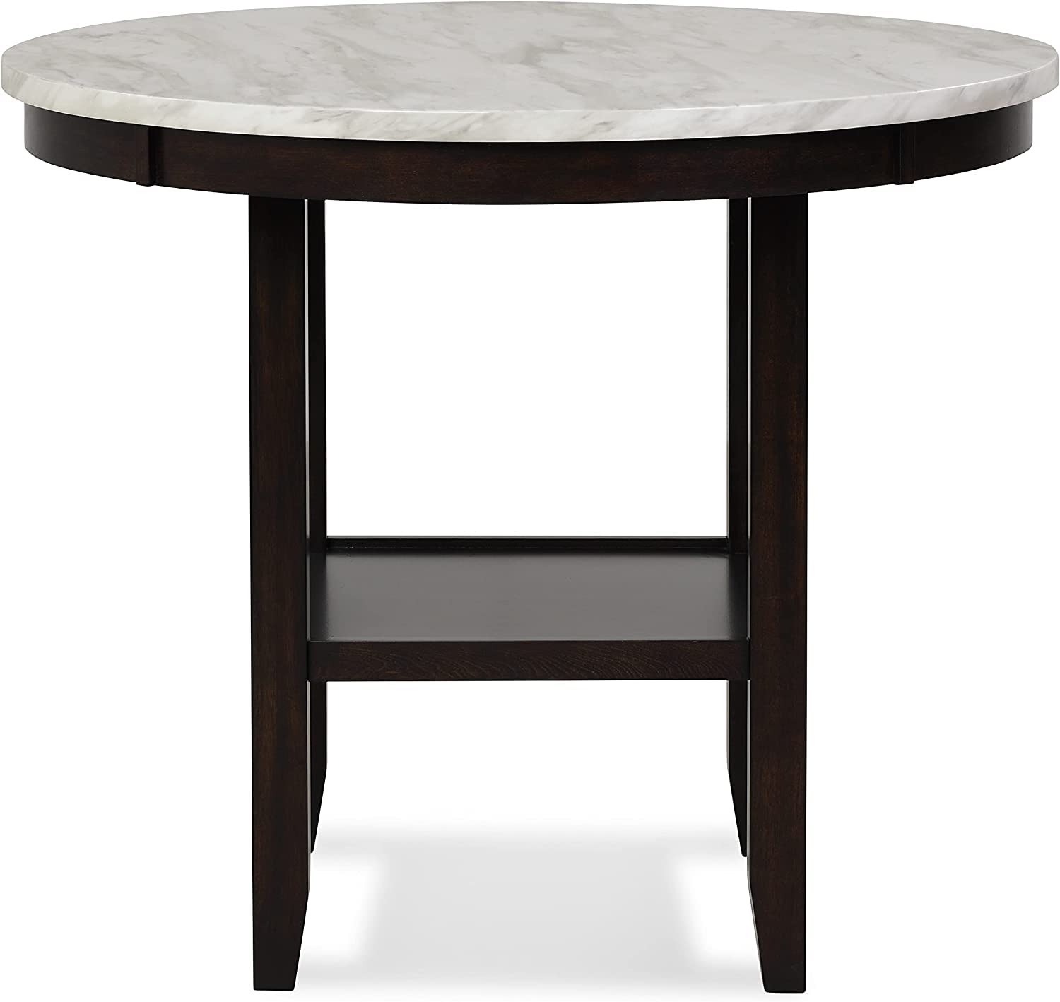 2025 New Classic Furniture Celeste Set de Comedor de 5 Piezas con Mesa Redonda de Mármol Sintético y 4 Sillas, 42 Pulgadas, Gris