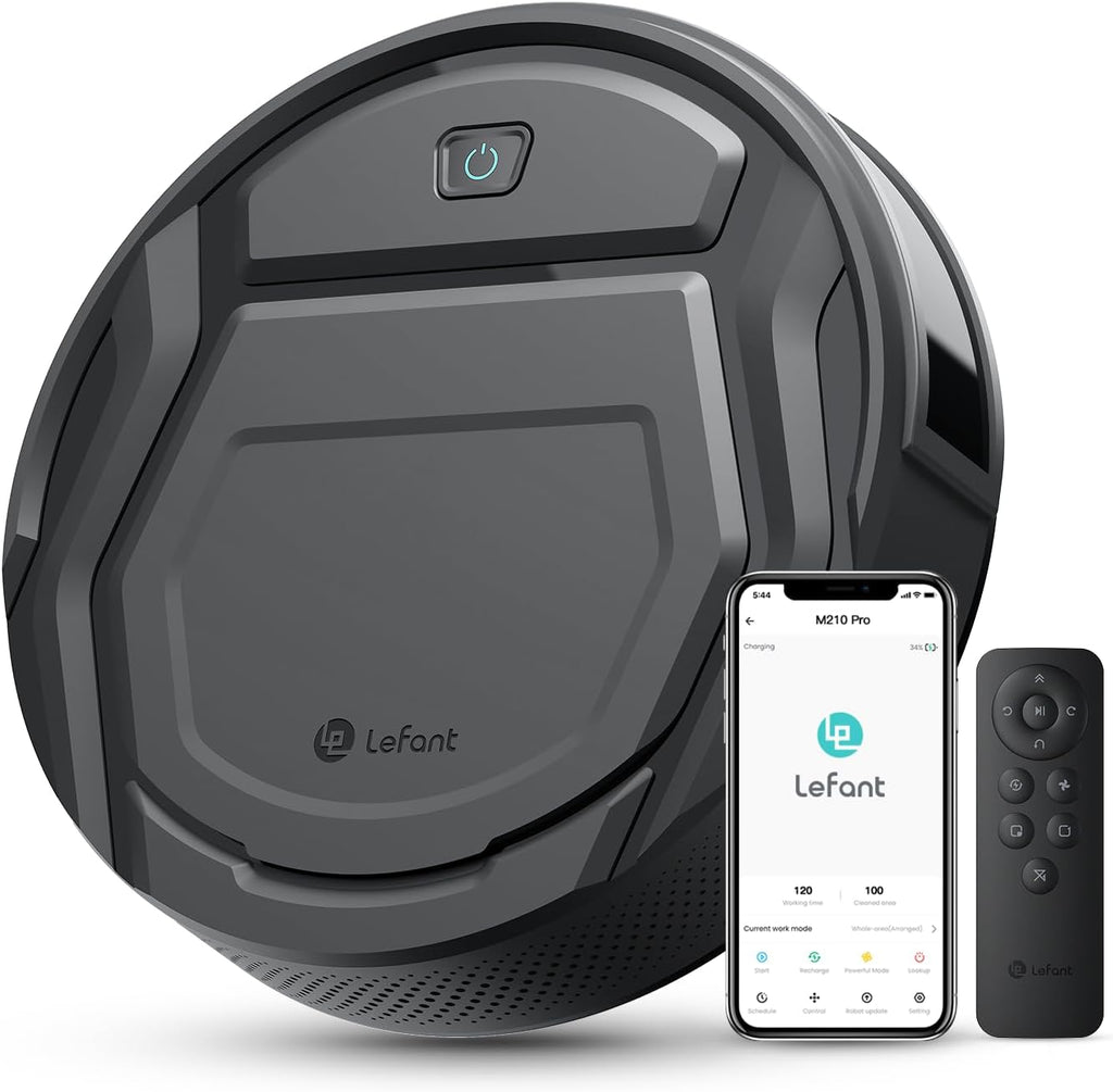 Robot Aspirador LEFANT M210 Pro 2200Pa, 120 Minutos de Autonomía, WiFi/App/Alexa, Sensor Mejorado Anti-Colisión y Anti-Caída, Navegación Inteligente, Delgado y Silencioso, 6 Modos de Limpieza