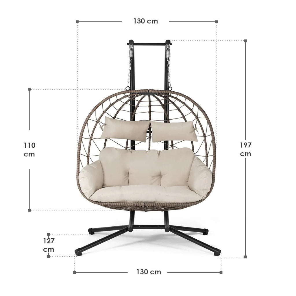 2025 Sillón colgante doble de resina trenzada Aria