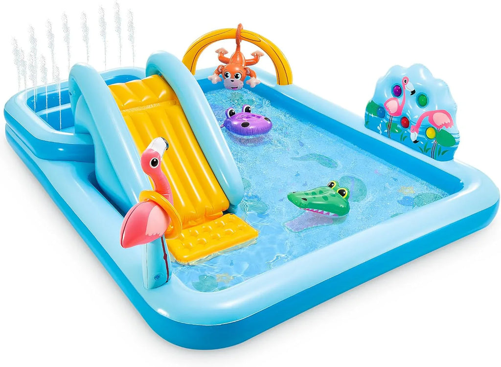 Intex Área de Juego Inflable Jungle Adventure – Piscina con Tobogán y Juegos de Agua para Niños