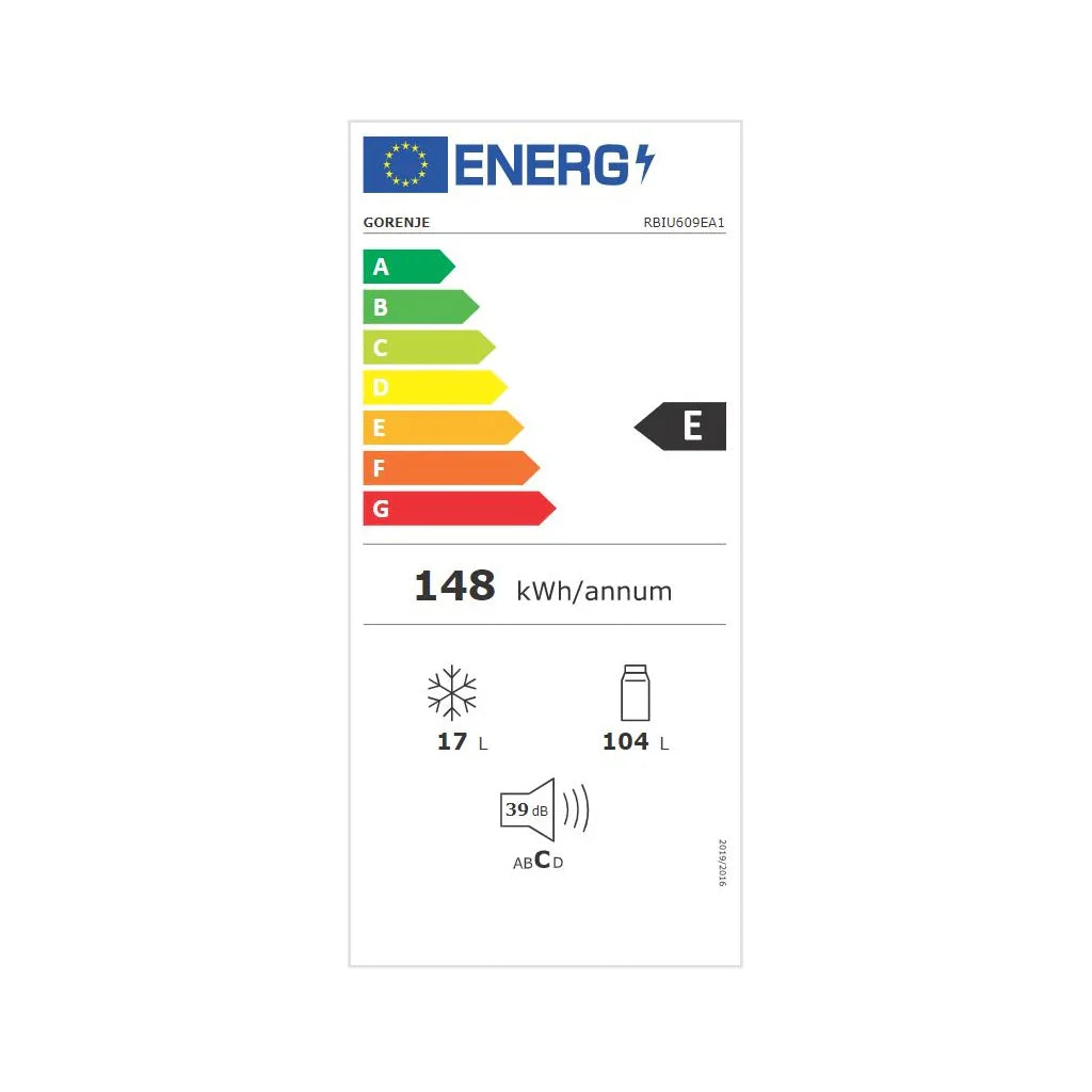 2025 Refrigerador Gorenje EB con puerta fija y control electrónico