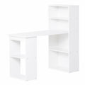 Escritorio de Ordenador Moderno de 120 cm con Estantería, Mesa de Estudio y Estación de Trabajo con 6 Estantes, Blanco