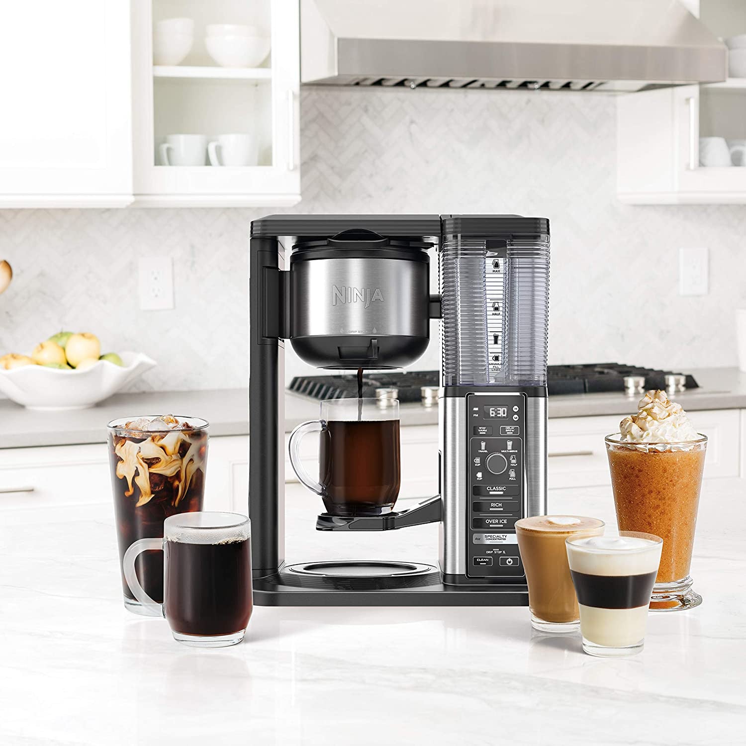 2025 Cafetera Especialidad Ninja con Jarra de Vidrio de 50 Oz, Acabado en Negro y Acero Inoxidable