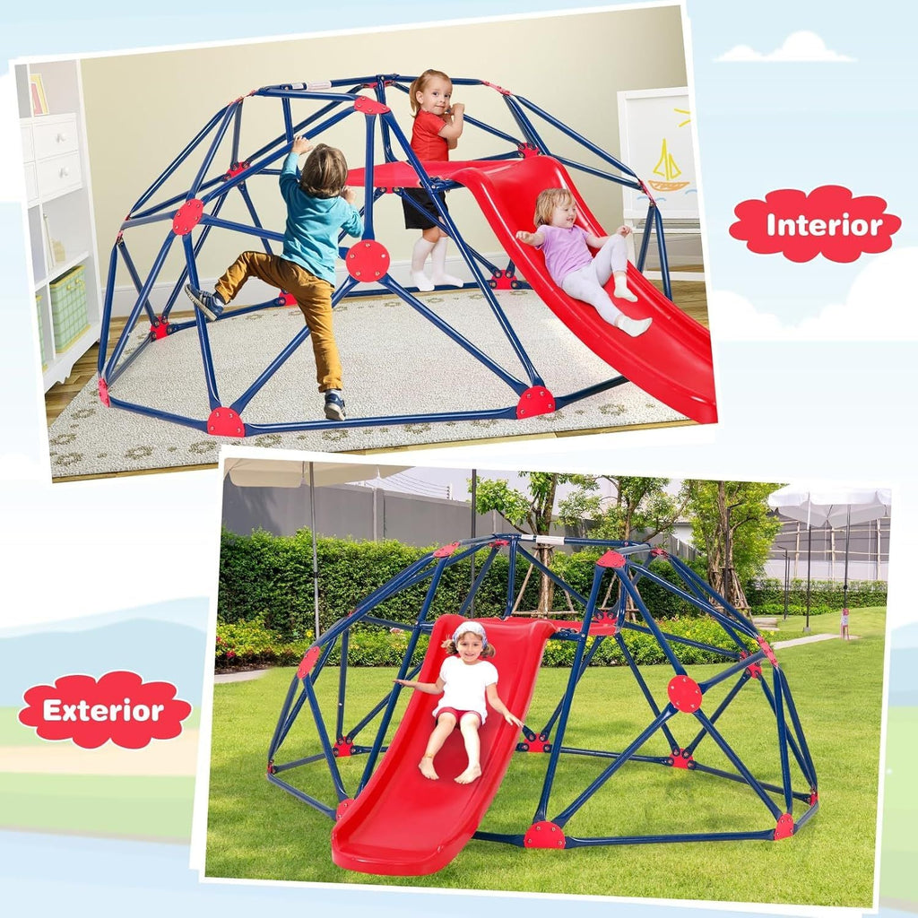 Cúpula De Escalada, Juego De Cúpula Geométrica Con Tobogán Resistente, Costway 242 X 183 X 92cm Multicolor