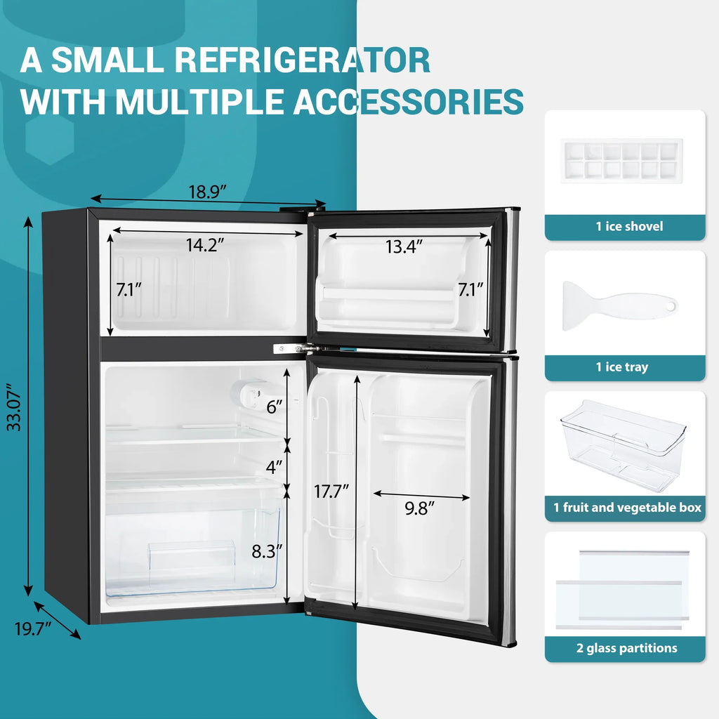 2025 Mini refrigerador EUHOMY de 3,2 pies cúbicos – Empotrable o independiente