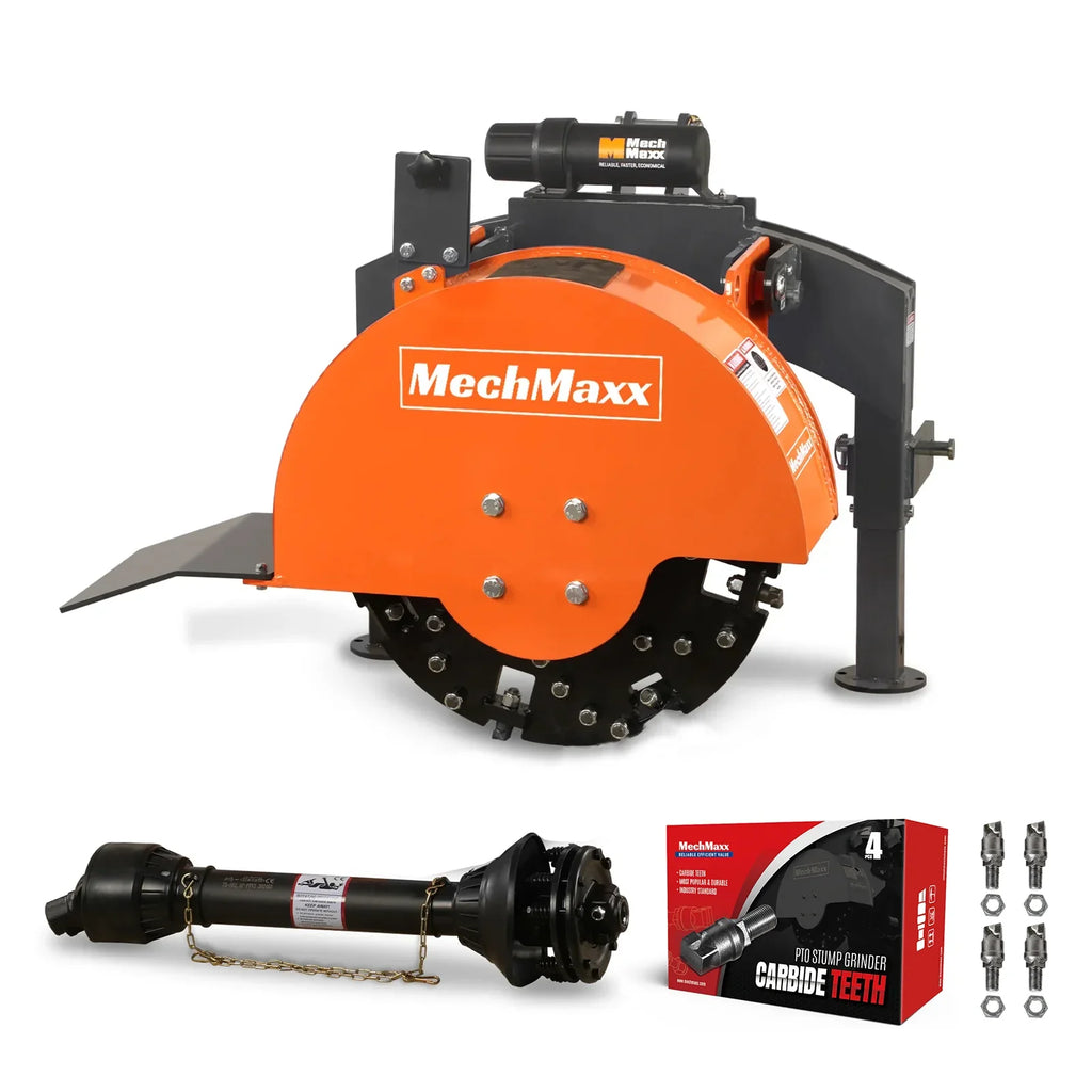 2025 Trituradora de Tocones MechMaxx SG24 – Enganche de 3 Puntos PTO con 34 Dientes de Carburo + Eje PTO Incluido