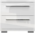 Mesita de noche Piano blanco brillante con 2 cajones, 45 cm de ancho