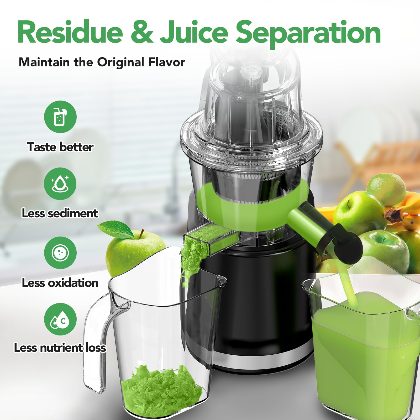 2025 Aeitto Extractor de Jugos Vertical de Masticado Lento para Frutas y Verduras, Portátil
