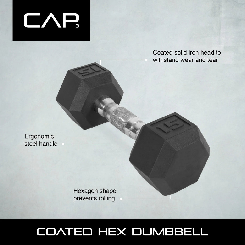 2025 (Pack de 2) Pesas hexagonales CAP Barbell de 60 lb con recubrimiento individual