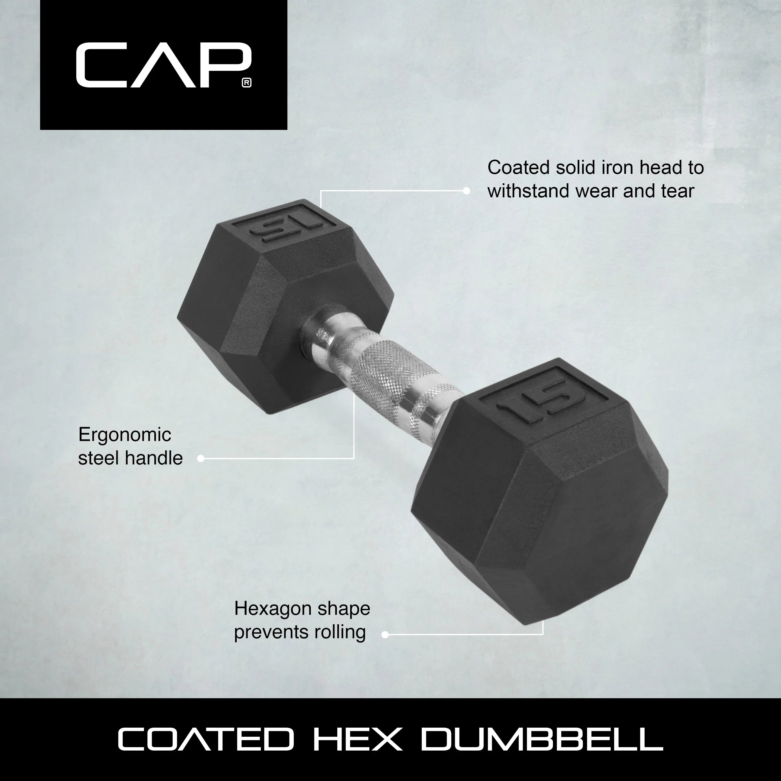 2025 (Pack de 2) Pesas hexagonales CAP Barbell de 60 lb con recubrimiento individual